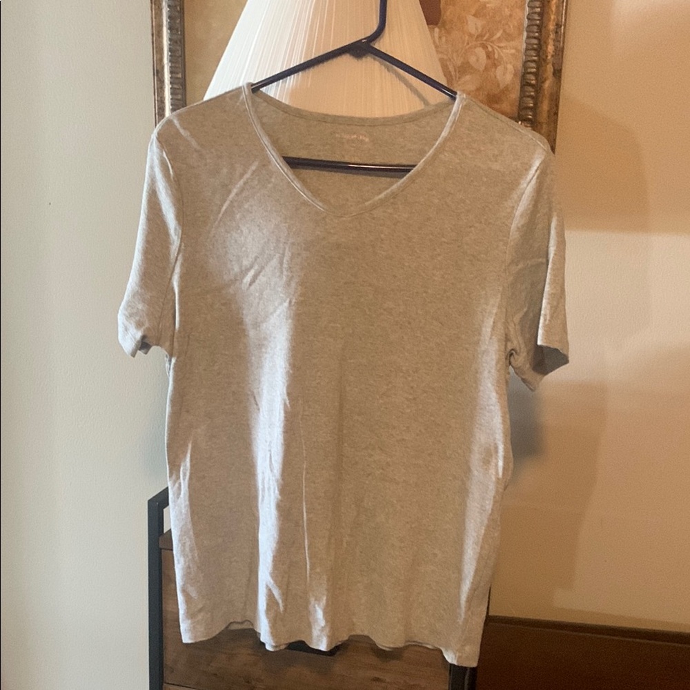 Gray V-Neck Women's Top